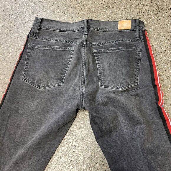 BDG Super Skinny Acid Wash Blue Red Stripe Jeans Women's Size 32 Funky Sport - Picture 11 of 13